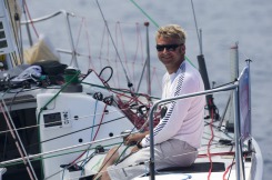 Yann Elies (Groupe Queguiner) lors de la 3eme etape de la Solitaire du Figaro Eric Bompard Cachemire 2014 entre Roscoff et les Sables d'Olonne