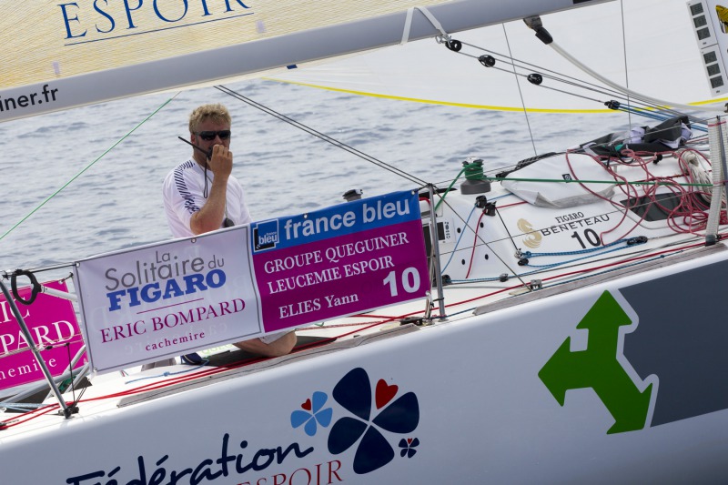 Yann Elies (Groupe Queguiner) lors de la 3eme etape de la Solitaire du Figaro Eric Bompard Cachemire 2014 entre Roscoff et les Sables d'Olonne