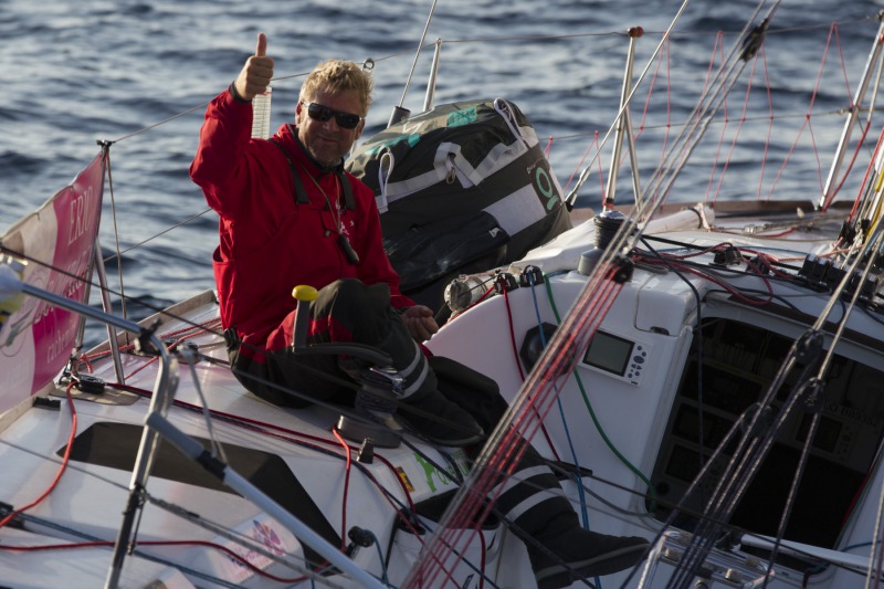 Yann Elies (Groupe Queguiner-Leucemie Espoir) lors de la 2eme etape de la Solitaire du Figaro Eric Bompard Cachemire 2014 entre Plymouth et Roscoff - le 17/06/2014