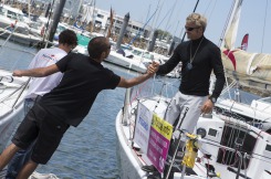 Ambiance sur les pontons avant le depart de la 4eme etape de la Solitaire du Figaro Eric Bompard Cachemire 2014 - Les Sables d'Olonne le 29/06/2014