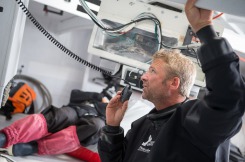 Entrainement a bord du monocoque Imoca Groupe Queguiner-Leucemie Espoir en vue de la Transat Jacques Vabre - Skipper : Yann Elies - Co-Skipper : Charlie Dalin -