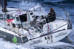 Elodie Bonafous a bord du Figaro Quéguiner-La Vie en Rose