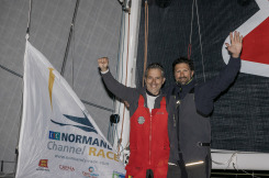 Corentin Douguet et Yohann Richomme ? bord du Class 40 Queguiner-Innoveo deuxi?me de la CIC Normandy Channel Race 2022, Ouistreham le 20 mai 2022,Photo ? Jean-Marie LIOT / CIC Normandy Channel Race