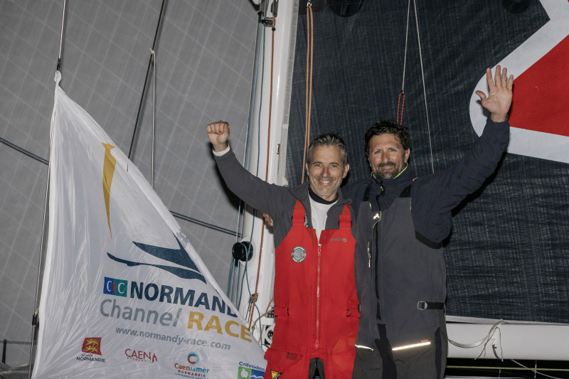 Corentin Douguet et Yohann Richomme ? bord du Class 40 Queguiner-Innoveo deuxi?me de la CIC Normandy Channel Race 2022, Ouistreham le 20 mai 2022,Photo ? Jean-Marie LIOT / CIC Normandy Channel Race