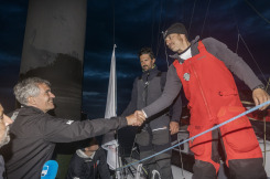 Corentin Douguet et Yohann Richomme ? bord du Class 40 Queguiner-Innoveo deuxi?me de la CIC Normandy Channel Race 2022, Ouistreham le 20 mai 2022,Photo ? Jean-Marie LIOT / CIC Normandy Channel Race